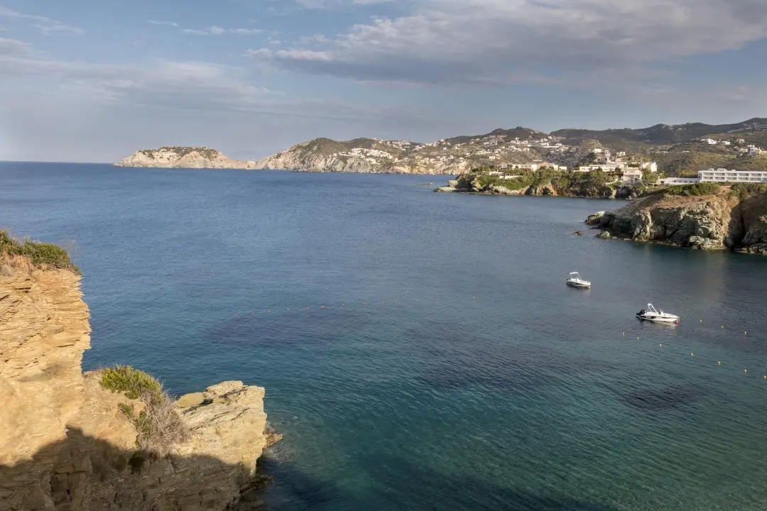 The view from a cliff on the north side of Psaromoura Beach