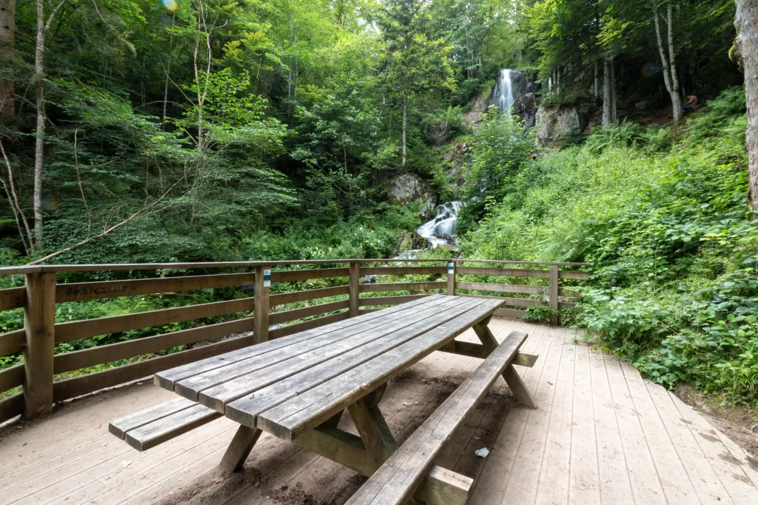 picnic table hohwald waterfall